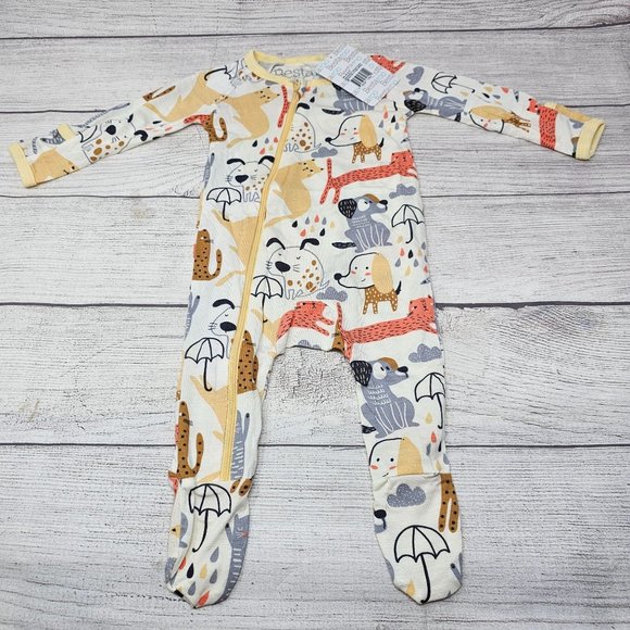 NWT Bestaroo Raining Cats & Dogs Modal Baby Boy Footie Size Newborn - Picture 2 of 4